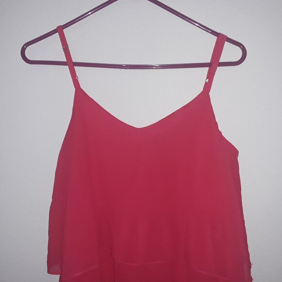 Ladies "Blue Rain" Coral Color Lined Shiffon Layered Dress. Lg. - Picture 2 of 5